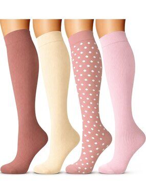 4 Pairs Compression Socks for Men & Women - Best Support for Running, Nurses